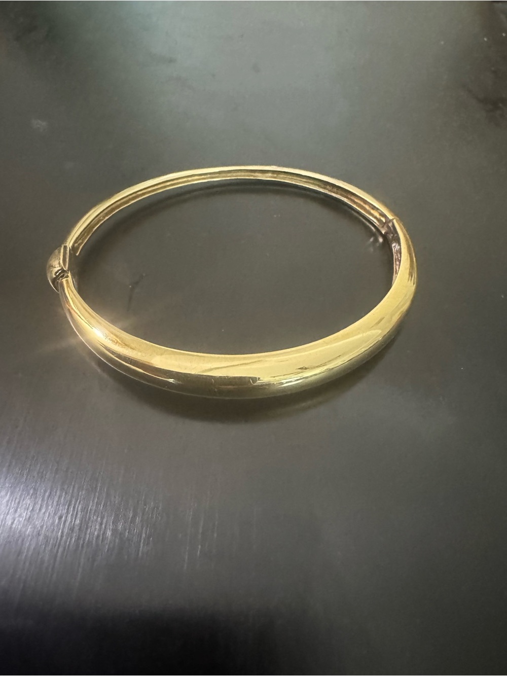 Classic Gold Plated Silver Hinged Bangle Bracelet - 7.5” circumference